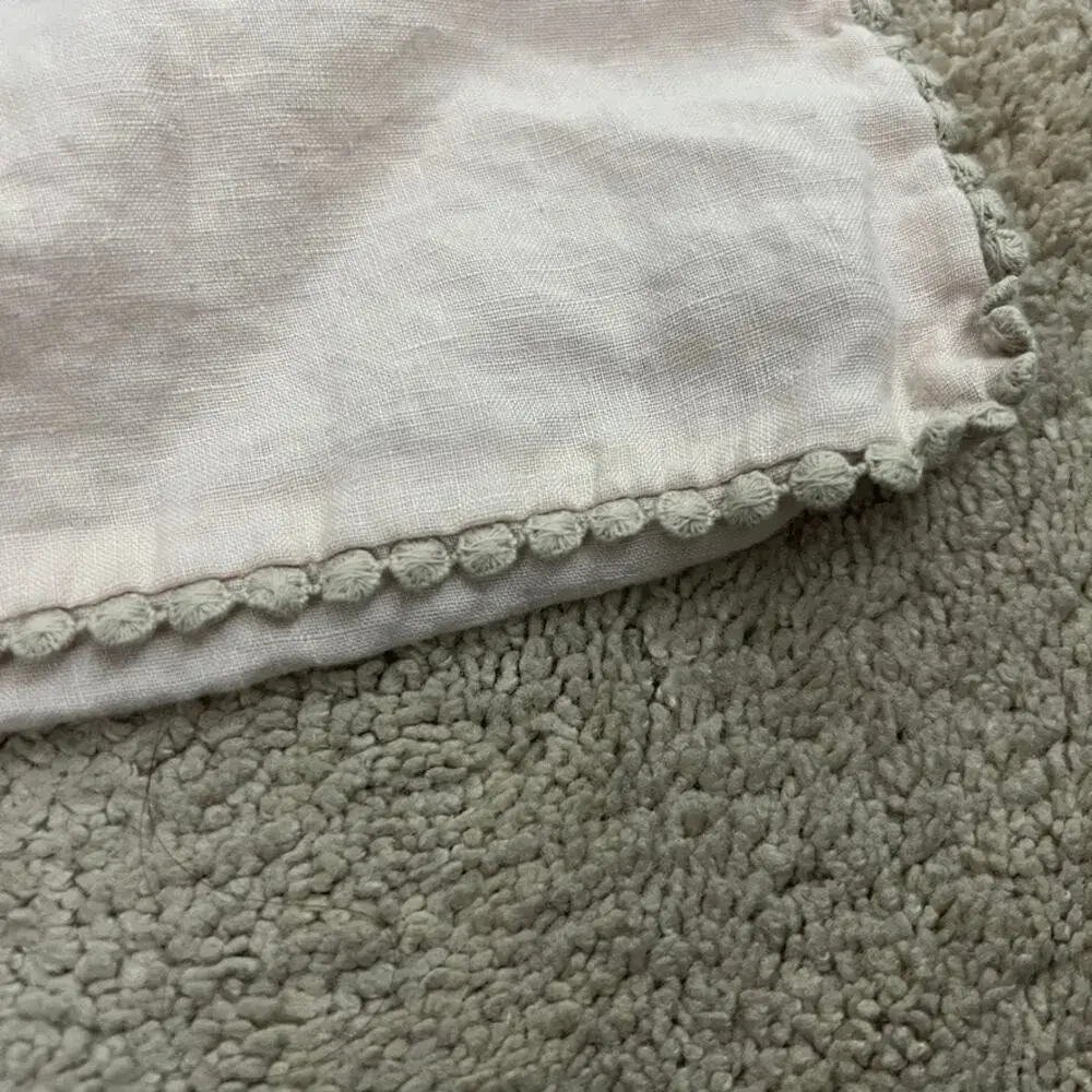 West Elm European Flax Linen Pom Pom Sham Pink Tan Lot of 3
